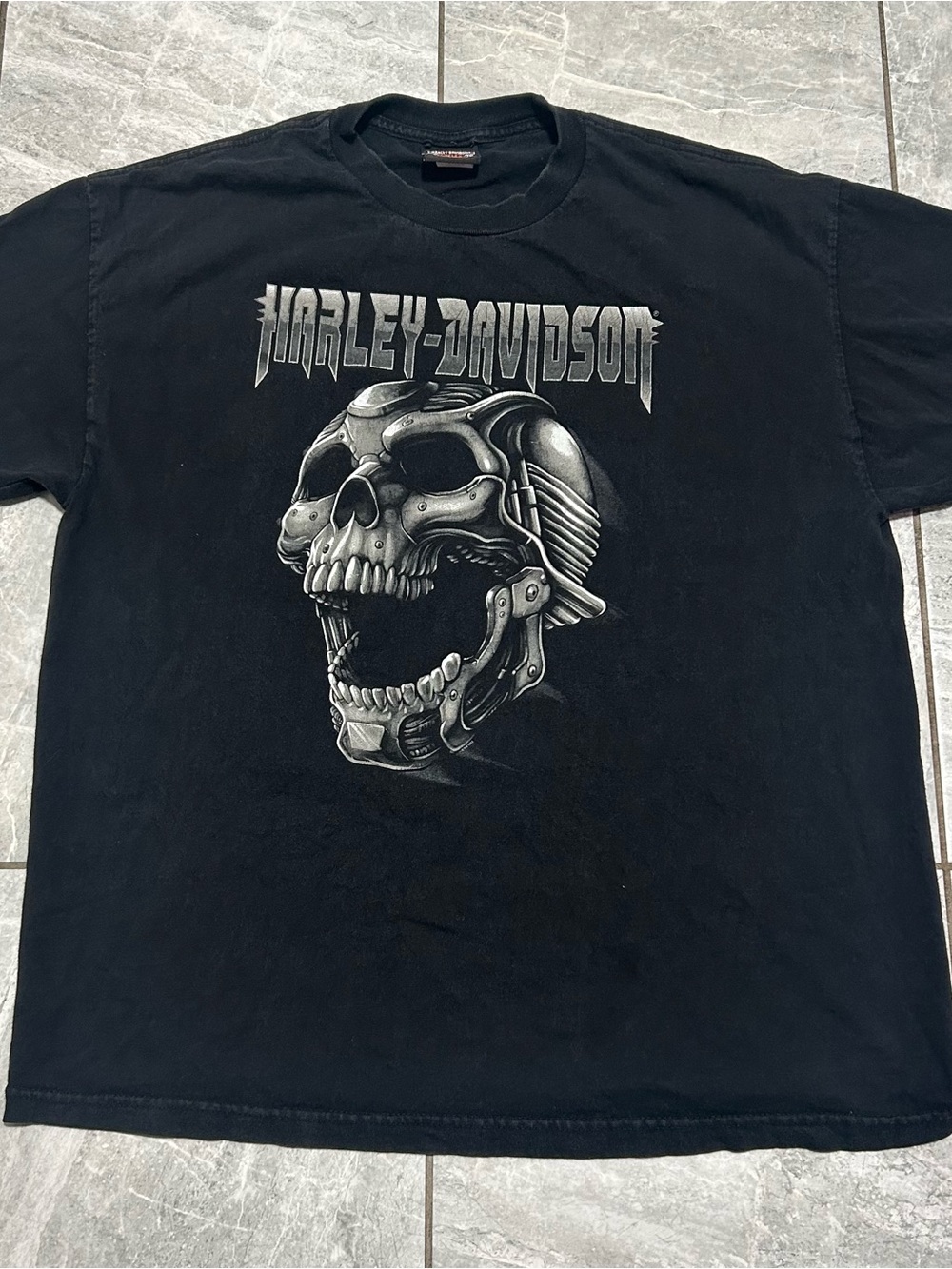 Vintage Y2K Harley Davidson Mile High Denver Skull Graphic T-Shirt XL Black